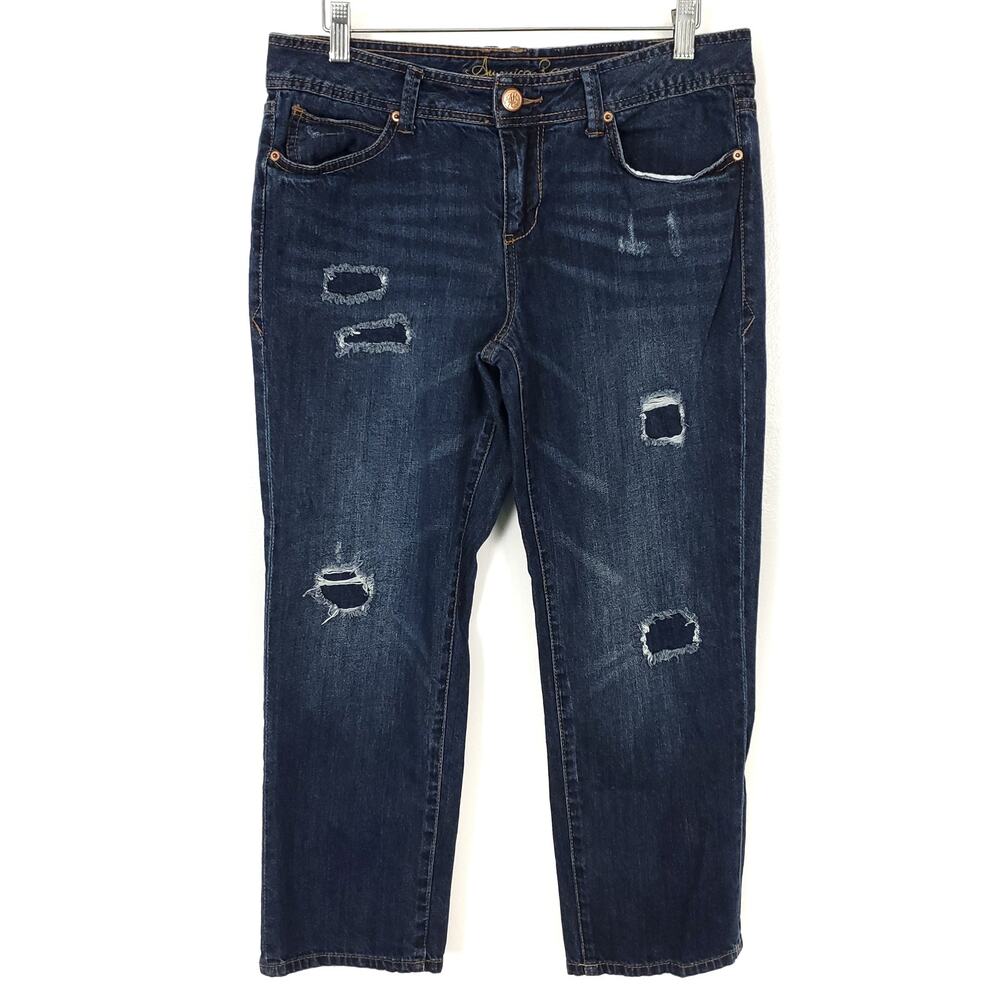 American Rag Patch Distressed Cropped Jeans Size7